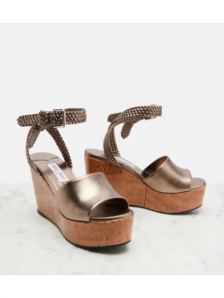 Sandale Jimmy Choo din piele cu pană gri