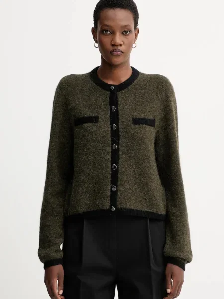 Gestuz kardigan wełniany zielony