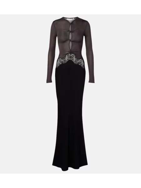 Rochie maxi Christopher Esber din dantelă de costum negru