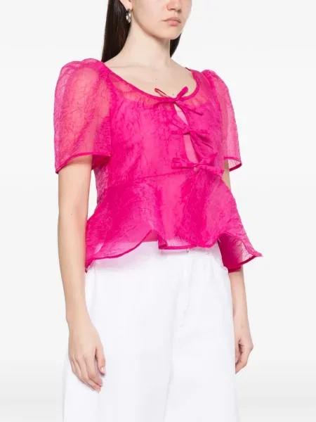 Bluză Ganni din organza roz