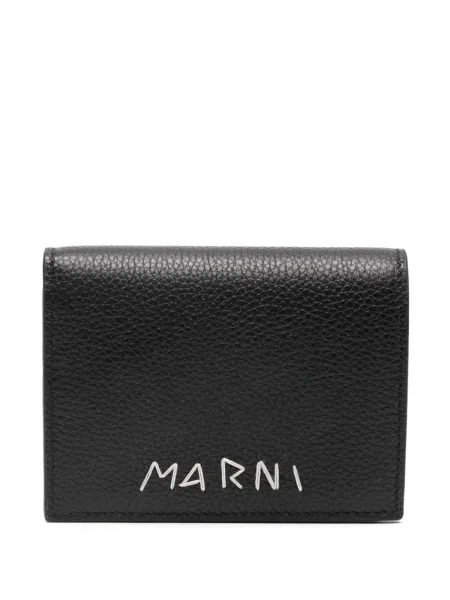 Portofel Marni cu broderie din piele negru