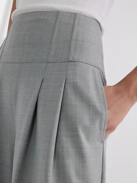 Karl Lagerfeld spodnie wełniane szerokie high waist szary