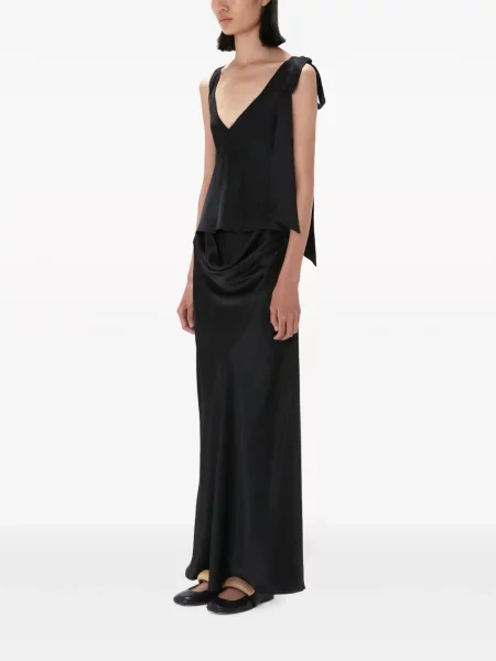Šilkinis drapiruotas maksi maxi sijonas Jw Anderson juoda