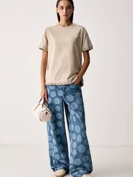 Adidas Originals тениска дамска с Pleated бежово