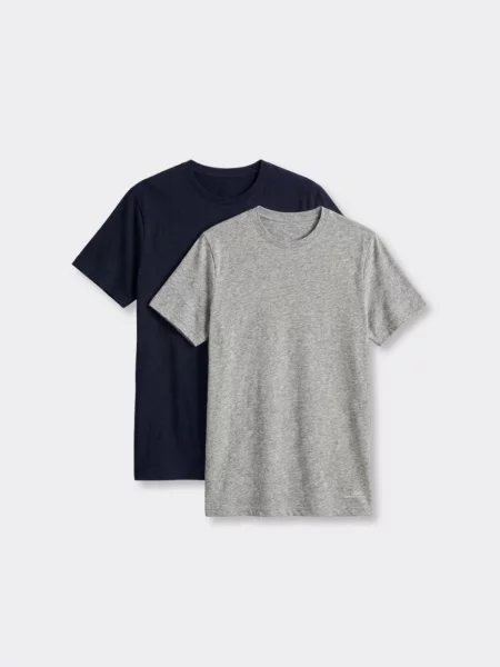 OWN Off With Nature Krojové tričko T-Shirt Girocollo Blu e Grigio Chiaro Melange Set da 2 tmavě modrá
