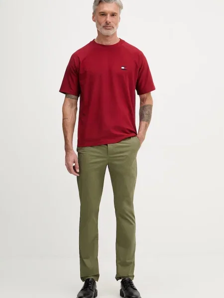 Tommy Hilfiger hlače z bombažem zelena