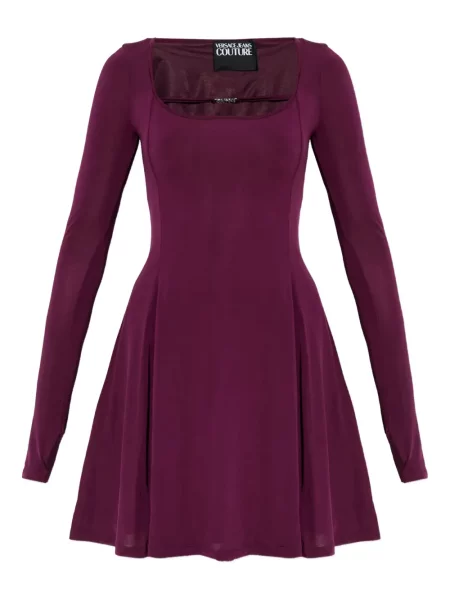 Rochie din denim Versace Jeans Couture lungă de costum roșu