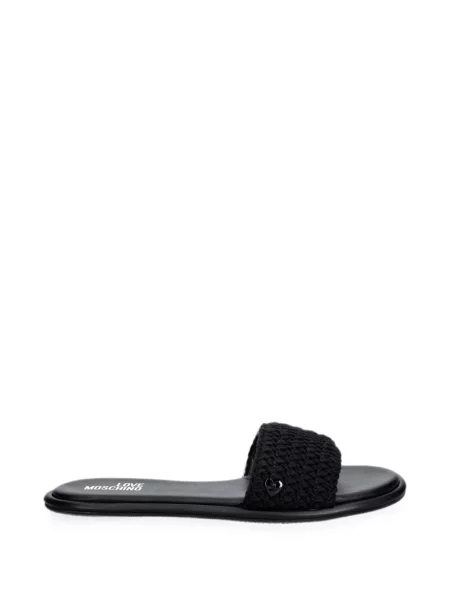 Sandale Love Moschino cu motiv cu inimi negru