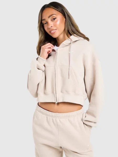 Nike Bluza Rozpinana Z Kapturem Studio beżowa