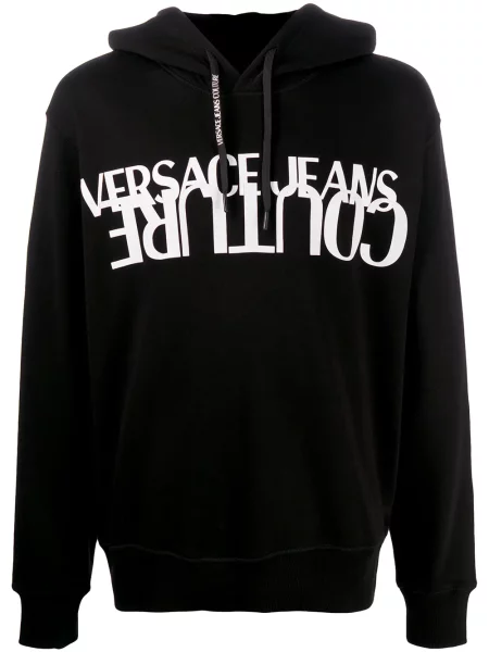 Hanorac cu glugă Versace Jeans Couture cu imagine negru