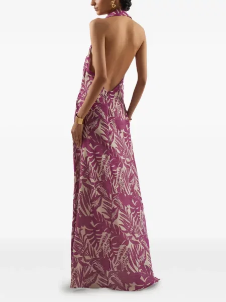 Rochie maxi Taller Marmo cu imprimeu tropical violet