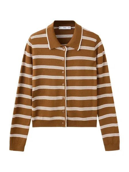 MANGO Geacă tricotată COPENH maro caramel alb