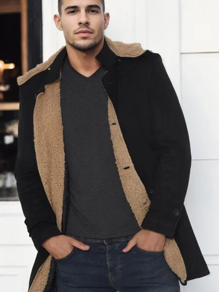 Semišový kabát Dewberry černý