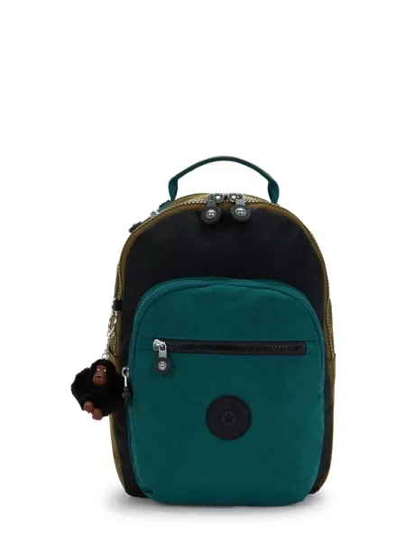 KIPLING Batoh Seoul S brokátová / tmavě zelená černá