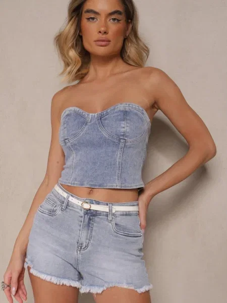 Pantaloni scurți Tenirra deschis albastru