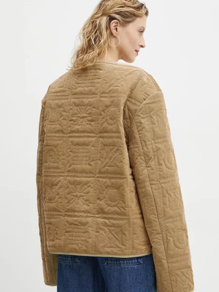 Nanushka kurtka welurowa ADARA zielony przejściowa oversize beżowa