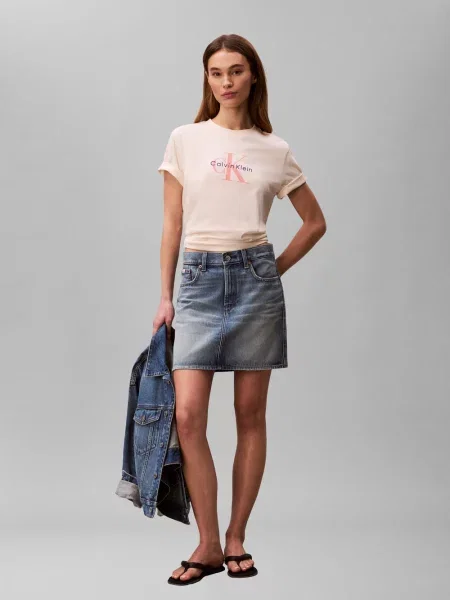 Calvin Klein Jeans Koszulka Kobiety jednolity S beżowy