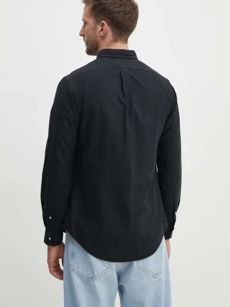 Košile Polo Ralph Lauren slim s límečkem button-down černá