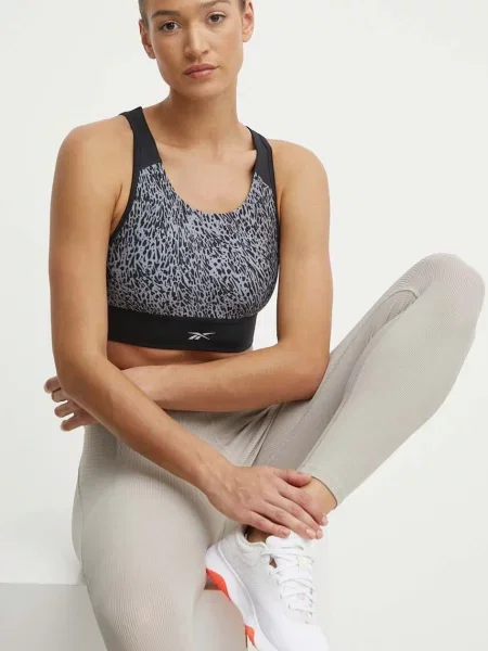 Спортен сутиен Reebok с десен черно