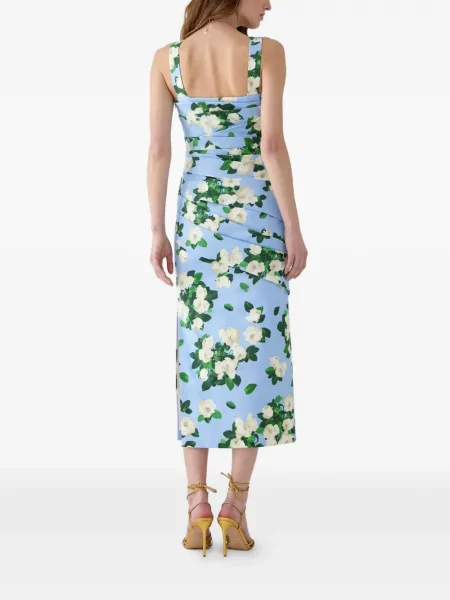 Rochie midi Carolina Herrera cu imagine drapată albastru