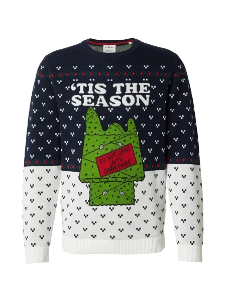 S.Oliver Pulover bleumarin / verde / natural alb