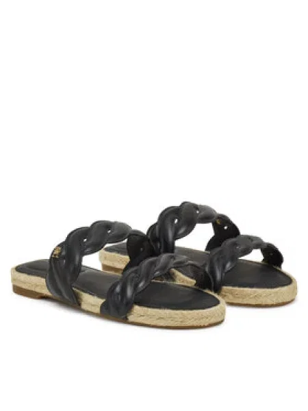 Tommy Hilfiger Espadrilky Leather Rope Espadrille Mule černá