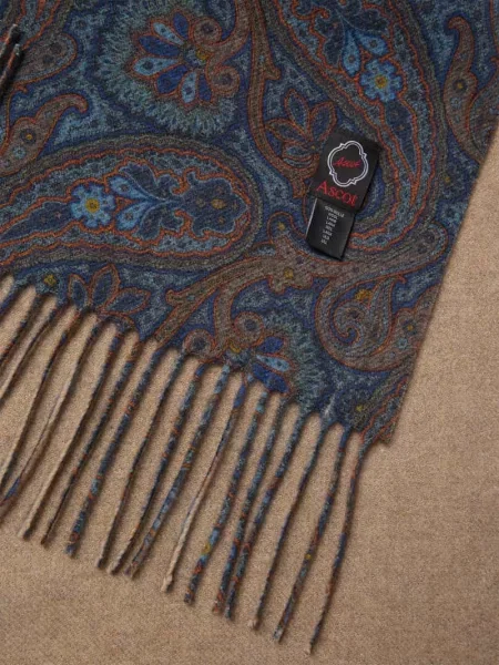 Szal z detalem z logo Ascot granatowa