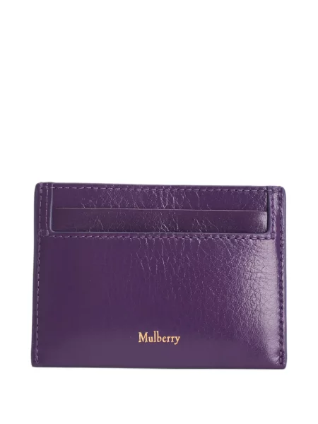 Кожено портмоне Mulberry с принт виолетово