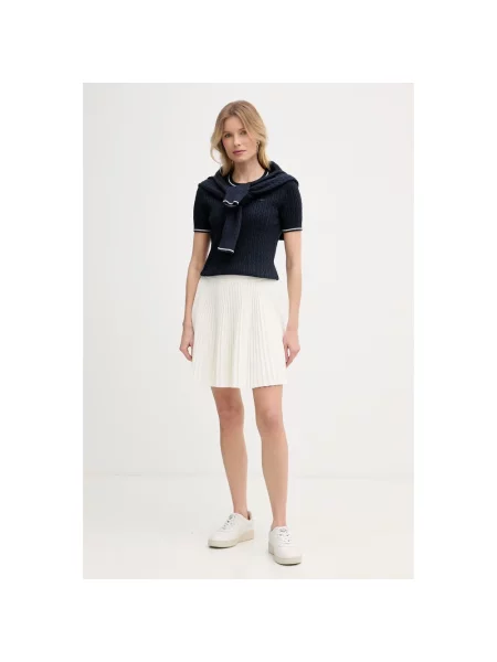 Sweter Lacoste z krótkim rękawem niebieski