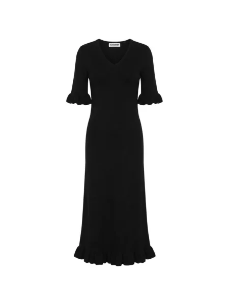 Rochie maxi Jil Sander cu decolteu în V negru