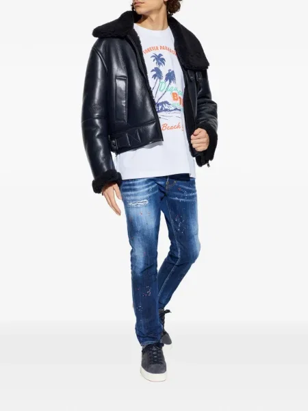 Tricou Dsquared2 cu imagine cu imprimeu tropical alb