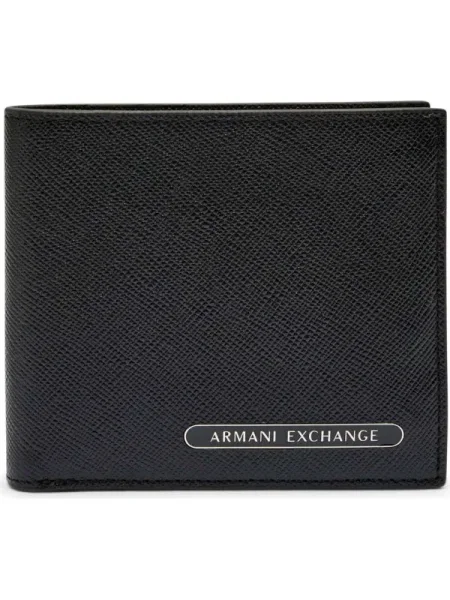 Bőr fülbevaló Armani Exchange fekete