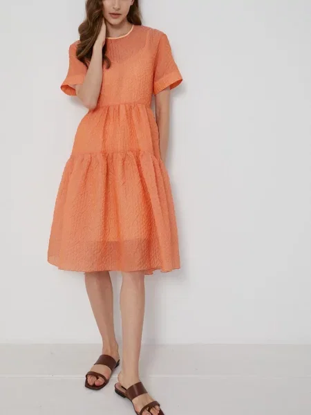 Платье мини Victoria Victoria Beckham клеш оранжевое