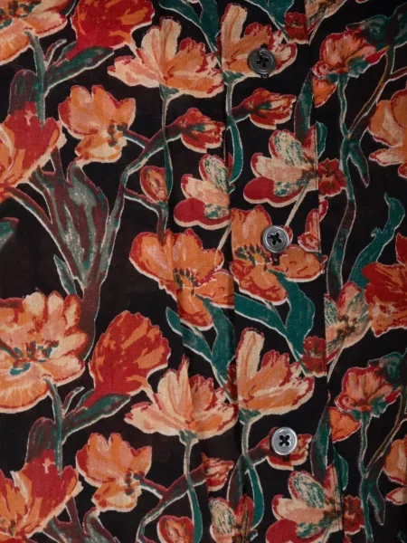 Cămașă R13 cu model floral cu imagine negru