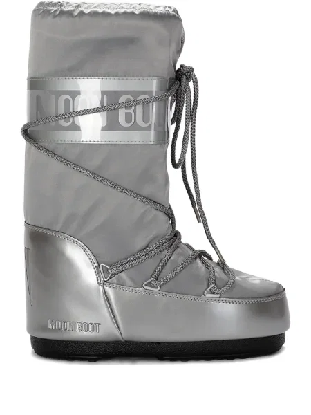 Botine Moon Boot cu șireturi din dantelă gri