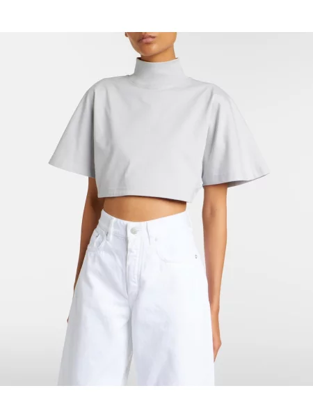 Decupat tricou Alaïa din jerseu gri