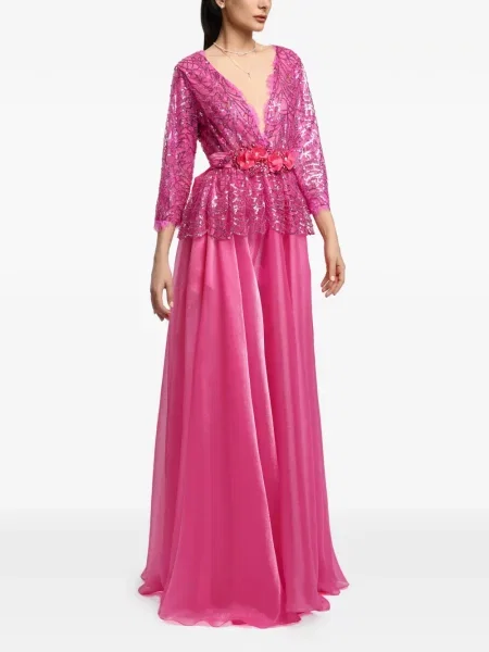 Rochie maxi Miau By Clara Rotescu cu paiete roz