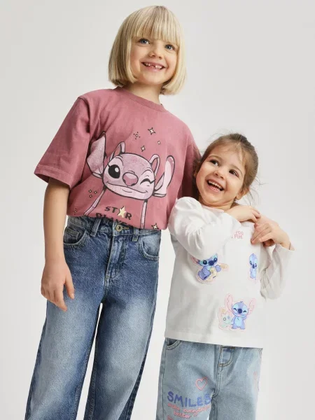 Reserved Lilo & Stitch póló krémszínű