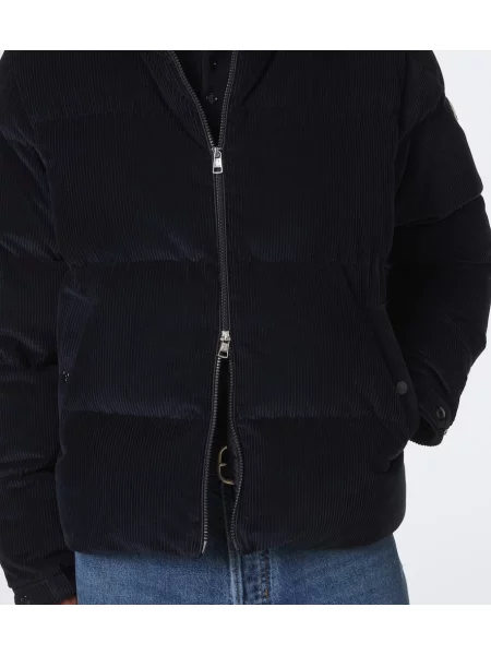 Geacă cu puf Moncler de catifea cord albastru