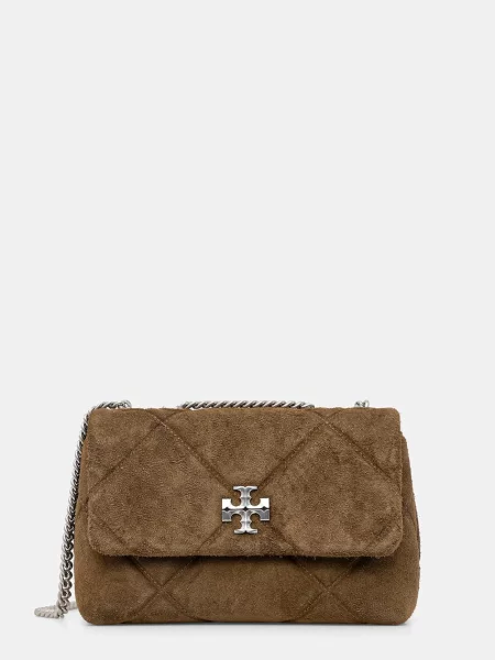 TORY BURCH Geantă pe umăr Kira Diamond | piele întoarsă verde