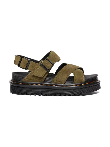 Велурени сандали Dr. Martens Voss II с платформа зелено