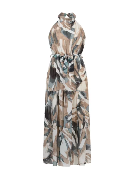Rochie crem / nisipiu / petrol / închis verde