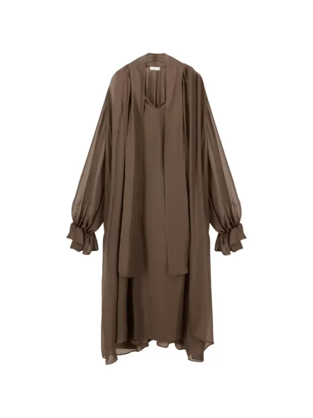 Rochie midi Roberto Collina cu volane maro