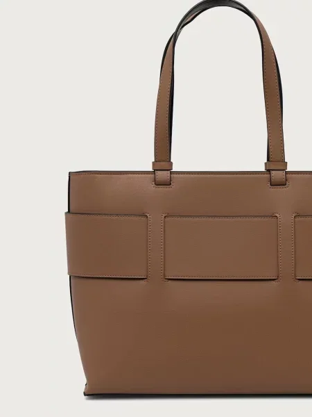 Műbőr shopper táska Armani Exchange bézs