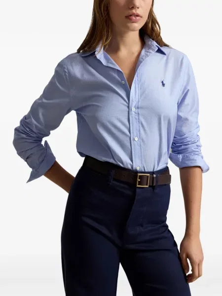 Fleece polo Polo Ralph Lauren με κέντημα με λαιμόκοψη v κόκκινο
