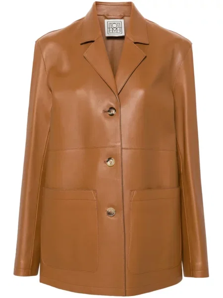 Kurtka skórzana Toteme brązowa