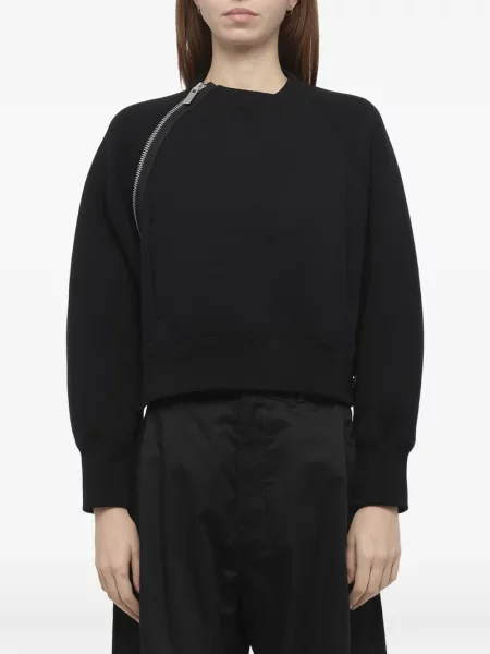 Hanorac cu fermoar Sacai asimetric negru