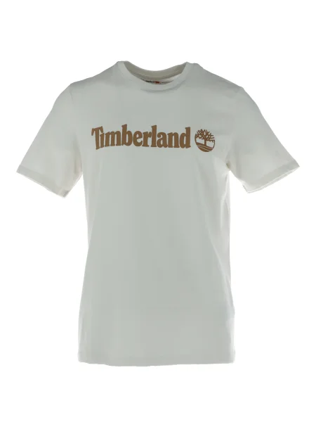 Krátke tričko Timberland s krátkymi rukávmi s autogramom biela