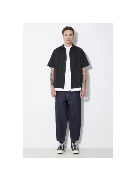 Neil Barrett koszula Loose Double Layer Short Sleeve Shirt czarna