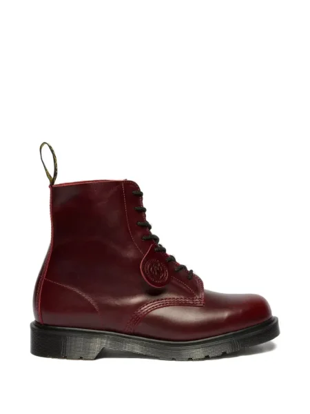 Botine Dr. Martens cu șireturi din dantelă roșu